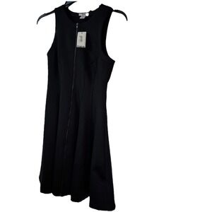 NWT Bar III Womens S Black Scuba Zip‎ Up Dress Fit Flare Lightweight Stretchy